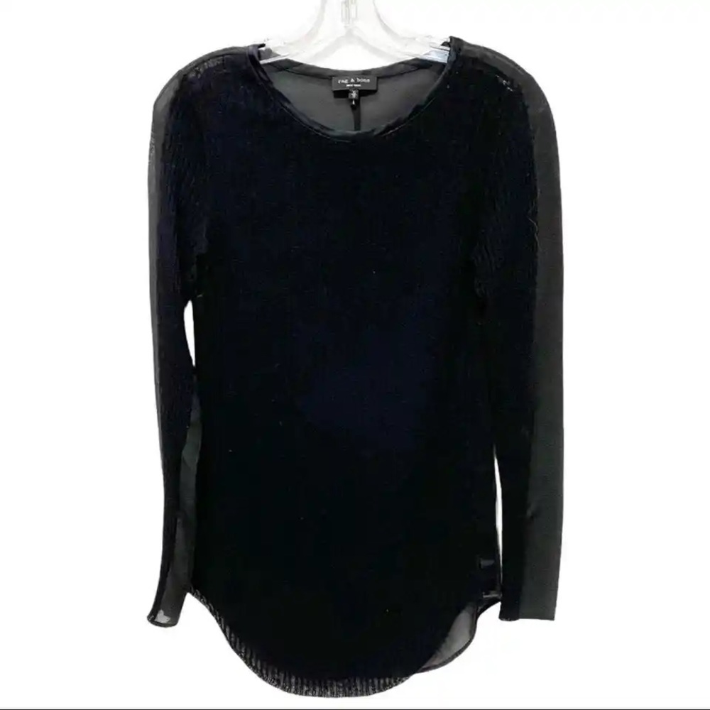 Rag & Bone Ribbed Knit Alpaca Wool Silk Shirt